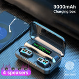 Jmamba Auriculares inalámbricos Bluetooth Sonido, IPX7 Impermeables con micrófono, Control táctil, Pantalla de alimentación LED, Funda de Carga