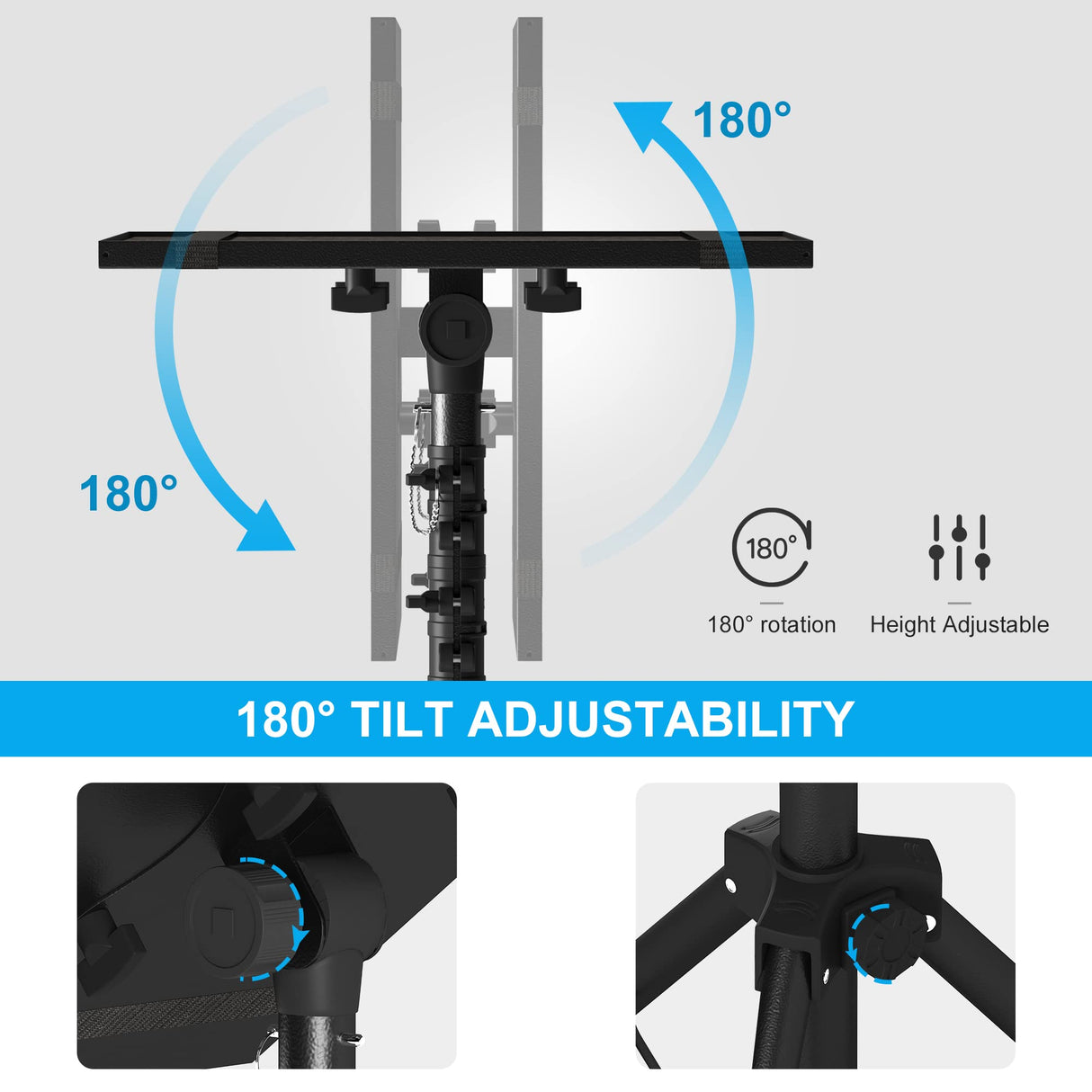 DECOSIS Trípode para proyector de 23.5 a 46.5 pulgadas, soporte de trípode para laptop de altura ajustable con soporte de teléfono de cuello de cisne, soporte de suelo para laptop para oficina, hogar,