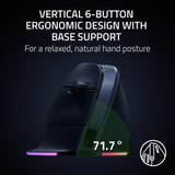 Razer Pro Click V2 Vertical - Ratón inalámbrico ergonómico Vertical para usuarios diestros - Asistencia IA Prompt - Sensor óptico 30K - Windows & Mac (hasta 6 Meses batería, Chroma RGB) Negro