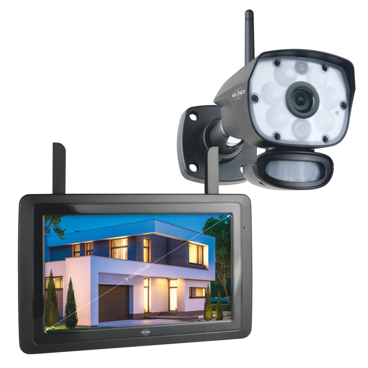 ELRO CZ60RIPS Color Night Vision 1080P HD Surveillance Camera Pantalla de 9" y aplicación, 2-Teiliges Set