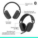 Logitech Zone Vibe 100 Auriculares inalámbricos ligeros, Micrófono con cancelación de ruido, Bluetooth multidispostivivo avanzado, Funcionan con Teams, Google Meet, Zoom, Mac/PC - Gris