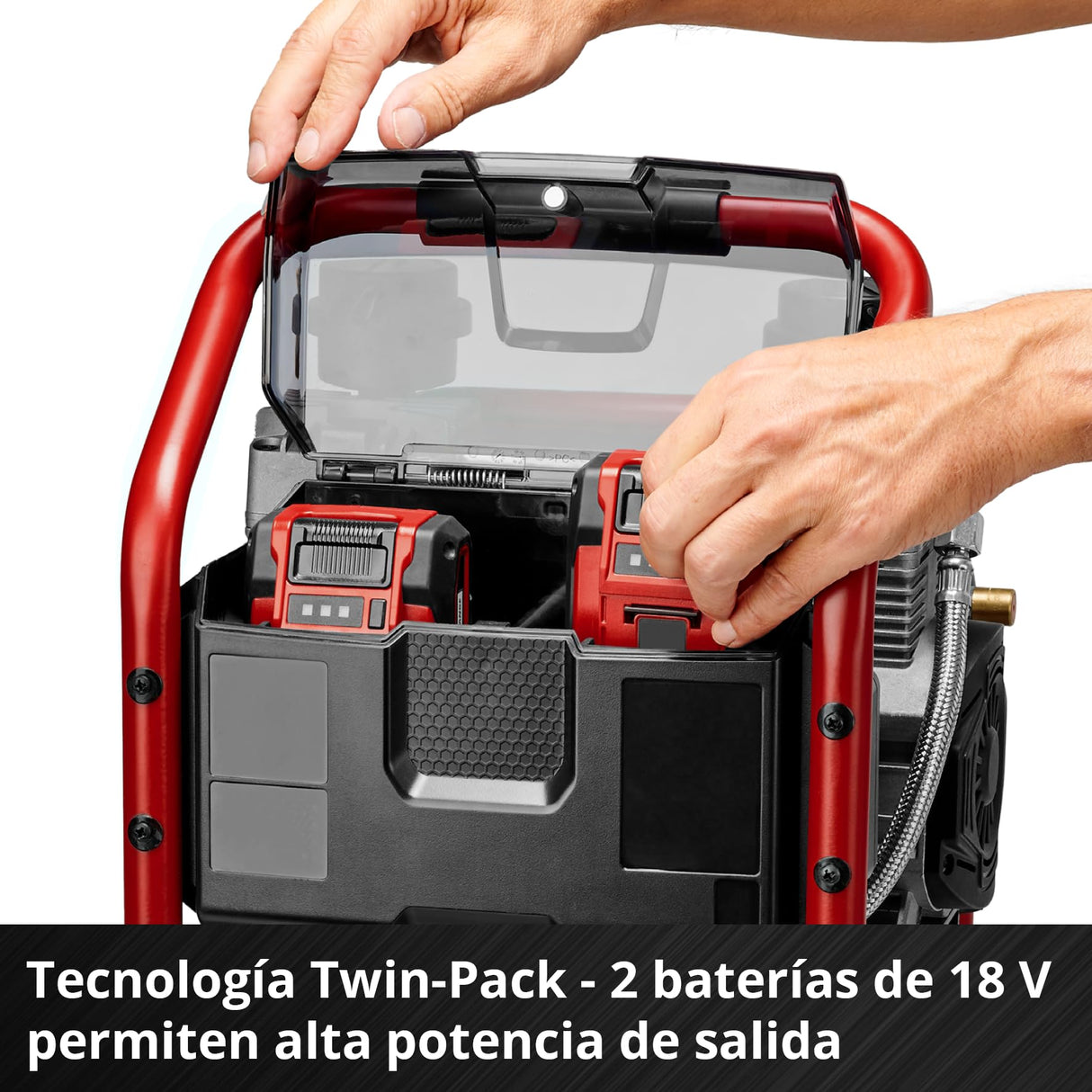 Einhell Professional Compresor con batería SILENZZO 36/210 Power X-Change (36 V, máx. 8 bar, depósito de 8 l, potencia de aspiración 210 l/min, manómetro, sin aceite, silencioso, sin batería)