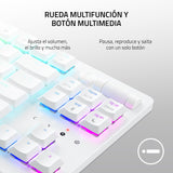 Razer DeathStalker V2 Pro Tenkeyless (Interruptor Rojo) - Teclado Óptico Inalámbrico para Juegos de Bajo Perfil (Interruptores Ópticos Lineales, HyperSpeed Wireless, Bluetooth 5.0) Diseño US, Blanco
