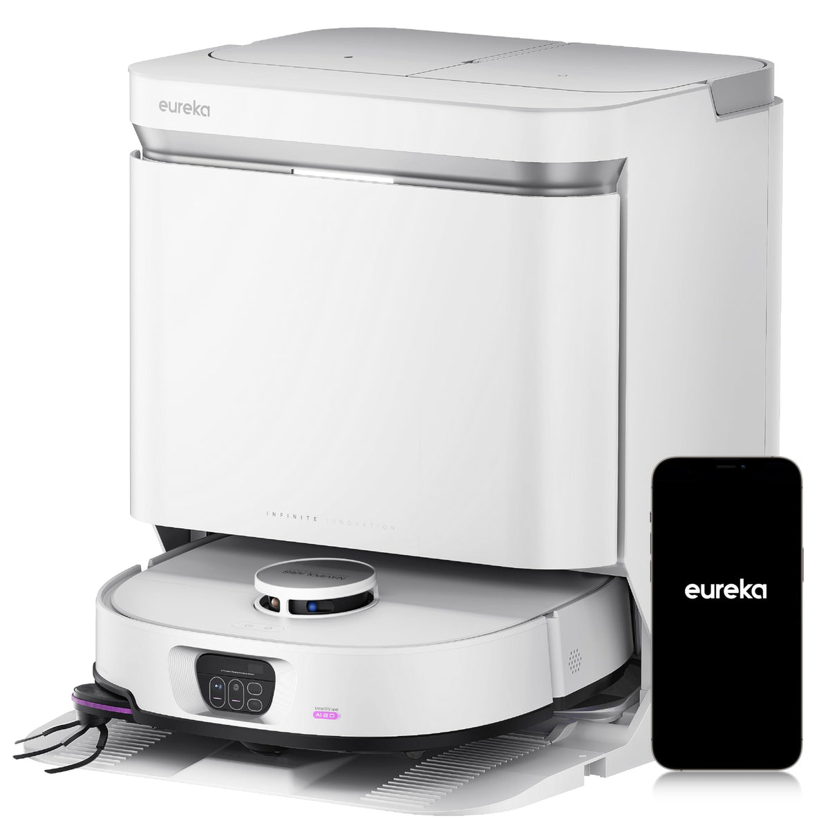 EUREKA J15 MAX Ultra Robot Aspirador y Fregasuelos 22,000Pa con Base Autovaciado, Mopa, Cepillo Lateral Extensible, Limpieza con Agua a 80℃, IntelliView 2,0, Anti-Enredos Aspiradora Inteligente