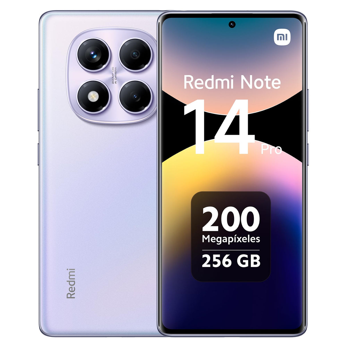 XIAOMI Redmi Note 14 Pro - Smartphone de 8+256GB, Pantalla de 6.67" AMOLED FHD+ 120Hz, MediaTek Helio G100-Ultra, cámara de 200MP, TurboCharge 45W, 5500 mAh, Cargador no Incluido, Morado (Versión ES)