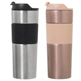 Set de 6 Cafetera Prensa de Acero Inoxidable y Silicona en Negro, Cromo y Rosa 8x22cm