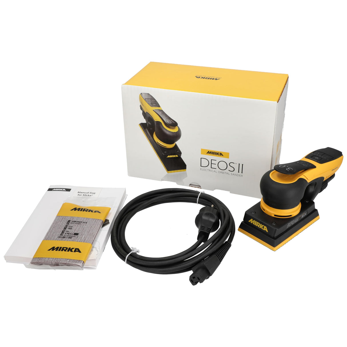 Mirka DEOS II 353 lijadora orbital 81x133mm 300 W lijadora de baja vibración para el lijado sin polvo de madera, tabiquería seca y metal con papel de lija velcro / MID3534044