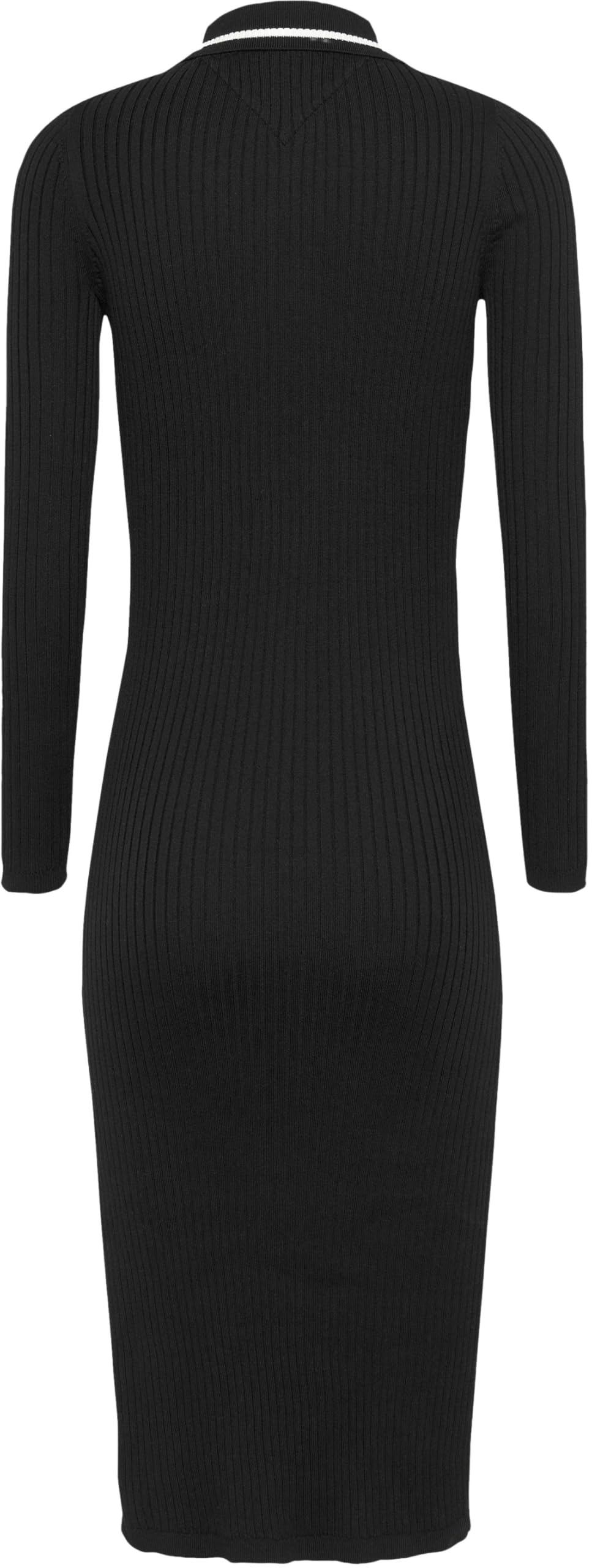 Tommy Jeans Vestido Tipo Polo Mujer Midi con Apertura en la Pierna, Negro (Black), S