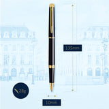 Waterman Hémisphère rotulador roller | color negro brillante con adorno de oro de 23 quilates | punta fina con cartucho de tinta negra | estuche de regalo