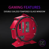 Mars Gaming MCORB, Caja de Ordenador Gaming Micro-ATX XL, Diseño Circular Custom, Doble Cristal Templado, Chasis PC, Rojo