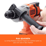 BLACK+DECKER Taladro percutor SDS-Plus a batería 18V, baterías de iones de litio 2,5Ah, potente energía de impacto 1,2J, caja del kit, BCD900E2K-QW