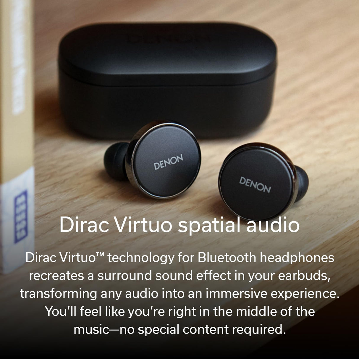 DENON PerL Pro True Wireless Earbuds, Perfil de Sonido Personalizado, Auriculares con cancelación de Ruido, Auriculares Resistentes al Agua, con micrófonos Integrados y batería de Larga duración
