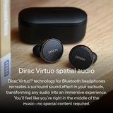 DENON PerL Pro True Wireless Earbuds, Perfil de Sonido Personalizado, Auriculares con cancelación de Ruido, Auriculares Resistentes al Agua, con micrófonos Integrados y batería de Larga duración