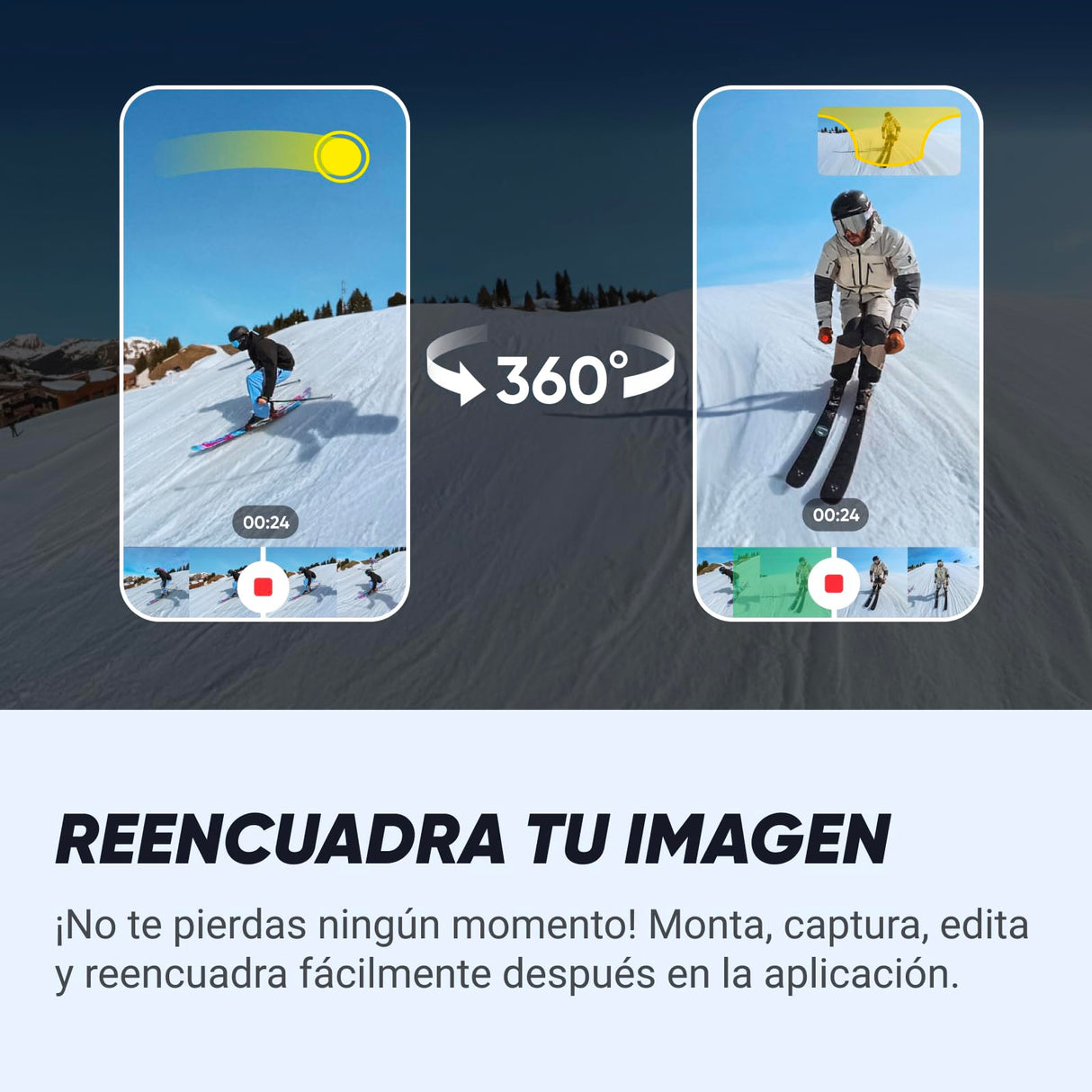 Insta360 X4 Paquete de Esquí - Cámara de acción Impermeable 8K 360, Vídeo 4K Gran Angular, Efecto Selfie Stick Invisible, Protectores de Lente Extraíbles, 135 Min Batería, Edición IA
