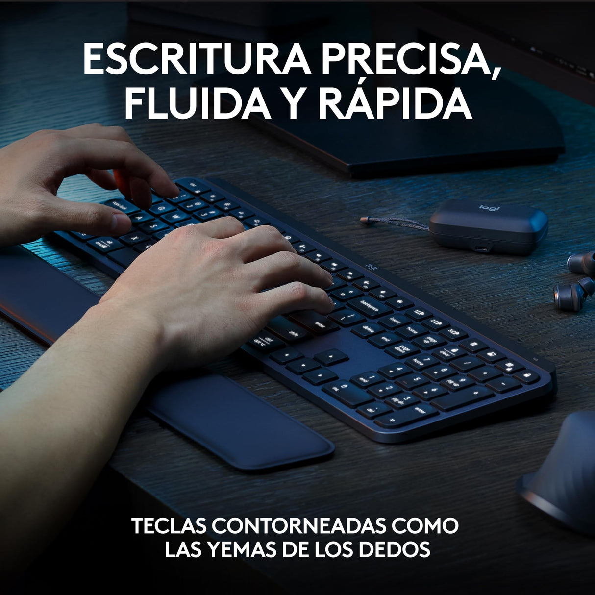 Logitech MX Keys S Combo, Teclado y Ratón Inalámbricos de Calidad con Apoyo, Iluminación, Desplazamiento Rápido, Bluetooth, USB C, para Windows/Linux/Chrome/Mac, Disposición QWERTY Español, Grafito