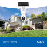 Tapo C660 Kit - Cámara de Seguridad WiFi 4K 8MP, Pan/Tilt 360°, Zoom Digital 18×, Visión Nocturna Color Starlight, Panel Solar, Batería 10 000mAh, Detección IA Gratuita, IP65