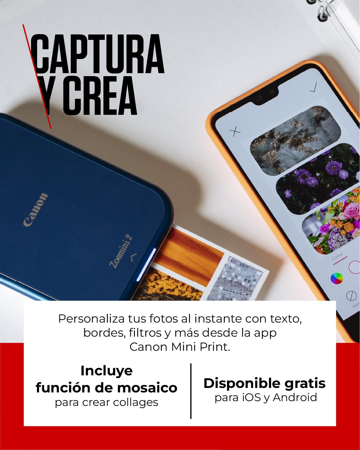 Canon Zink™ Papel Fotográfico Adhesivo 5x7,6 cm (100 Hojas) - Imprime Fotos desde tu Móvil para Pegatinas Personalizadas