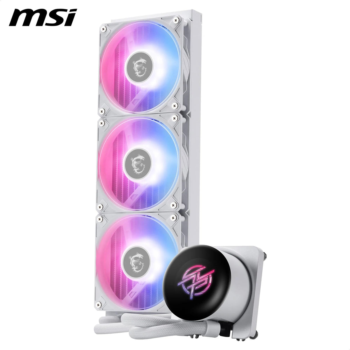 MSI MPG CORELIQUID P13 360 WHITE – Refrigeración Líquida AIO 360mm Blanca con ARGB, 3 Ventiladores PWM, Compatible con Intel LGA 1700/1200 y AMD AM5/AM4, Diseño Premium