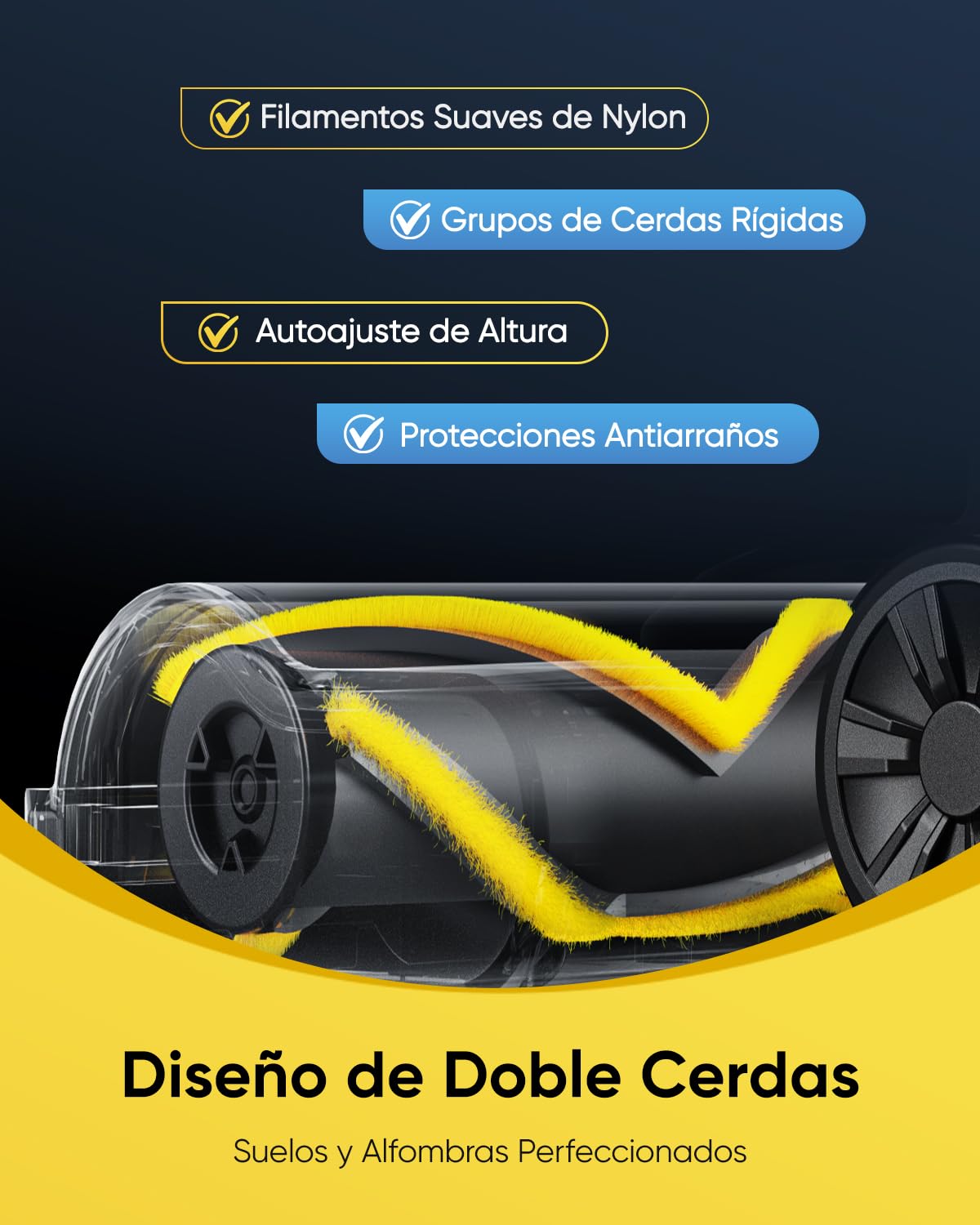Vexilar V12 Aspiradora sin Cable 58KPa Potente Succión, Escoba Aspirador sin Cable Antienredos, Autonomía 50 Minutos, Filtración de 5 Etapas, Aspiradora para Suelo/Alfombra/Coche/Pelo de Mascotas