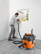 FEIN Dustex 35 L, Aspirador para seco y húmedo de gran potencia con conexión de herramientas eléctricas para el uso en taller y obra con cable con conector 7.5 m,