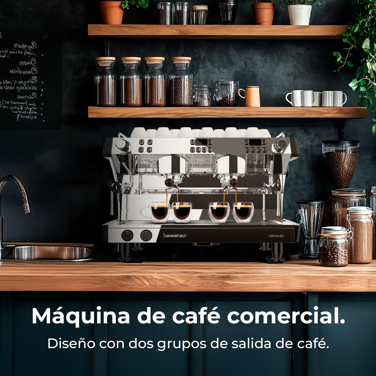 Cecotec Cafetera Express Barista Baristeo Mattina 2X. 4200W, Bomba Rotatoria 9 Bares, Caldera Triple, Pantalla Pid, Caudalímetro, Doble Manómetro, 4200W, Extracción Crema, Diseño Profesional