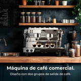 Cecotec Cafetera Express Barista Baristeo Mattina 2X. 4200W, Bomba Rotatoria 9 Bares, Caldera Triple, Pantalla Pid, Caudalímetro, Doble Manómetro, 4200W, Extracción Crema, Diseño Profesional