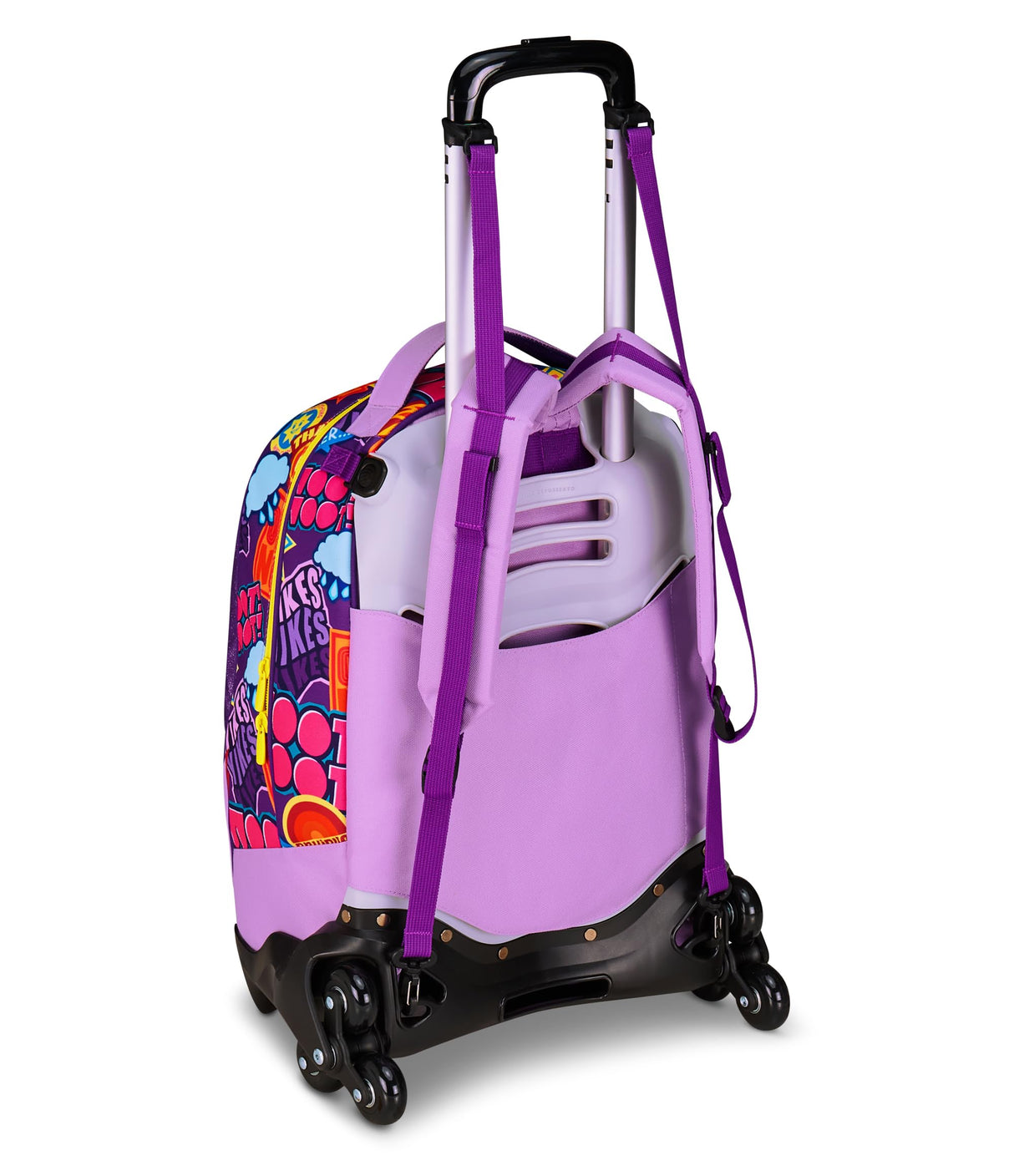 Seven Inside Out 2 Trolley Escuela Jack 3 Ruedas, Violeta, 3 en 1, Mochila Triple Uso con Carro Desenganchable, 33 L, Escuela Primaria, Niña