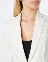 Pinko Ghera-Chaqueta de Lino elástico con botón Efecto nácar Blazer, Z07_Blanco Seda, 44 para Mujer