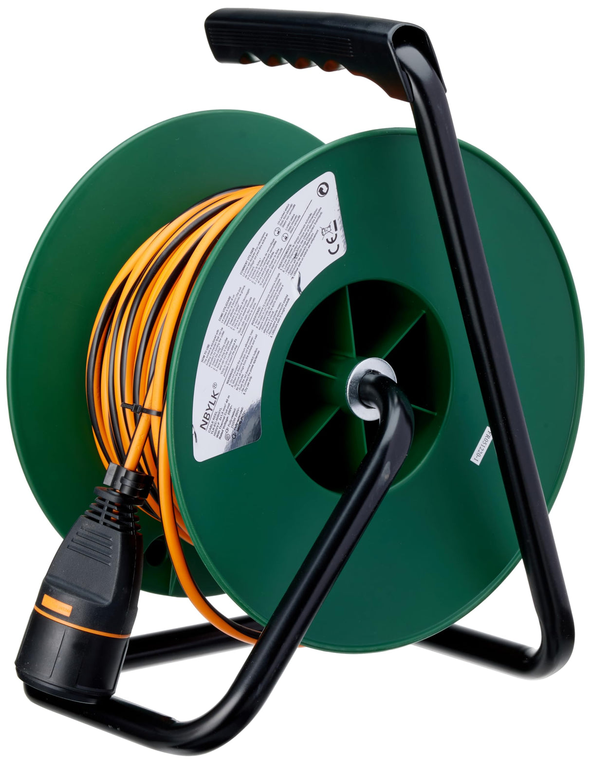 Electraline 49248 Alargador con Enrollacables 40 m, Sistema Antidesconexión Electralock, 2 x 1,5 mm², Negro y Naranja