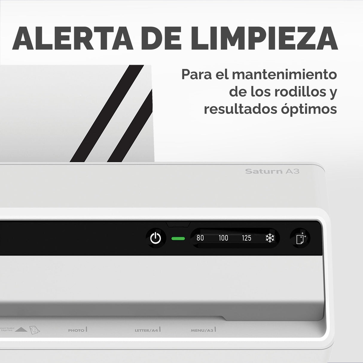 Fellowes Plastificadora Saturn A3 Pequeña Oficina – InstaHeat, lista en 60 segundos, sin atascos, apagado automático – Para fundas de 80/100/125 micras – Incluye 10 fundas – Uso en casa y oficina