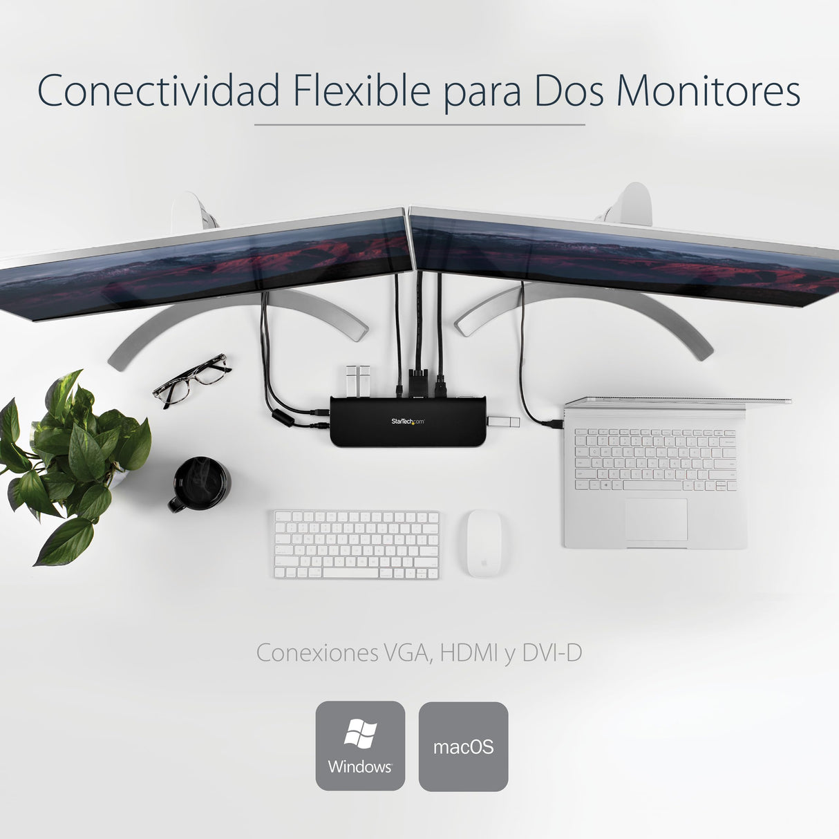 StarTech Dock Vídeo HDMI y DVI/VGA para Portátiles USB 3.0