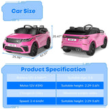 Coche eléctrico para niños, Land Rover con Licencia, 12 V, con Mando a Distancia, música, educación temprana, USB, TF, Mp3, Coche eléctrico para niños a Partir de 3 años (Rosa)