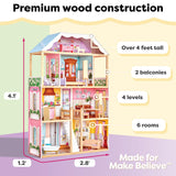 KidKraft Casa de muñecas de Madera Charlotte con Muebles y Accesorios incluidos, Casita de Juguete con 4 Niveles de Juego para muñecas de 30 cm, Juguetes niños y niñas Desde 3 años (65956)