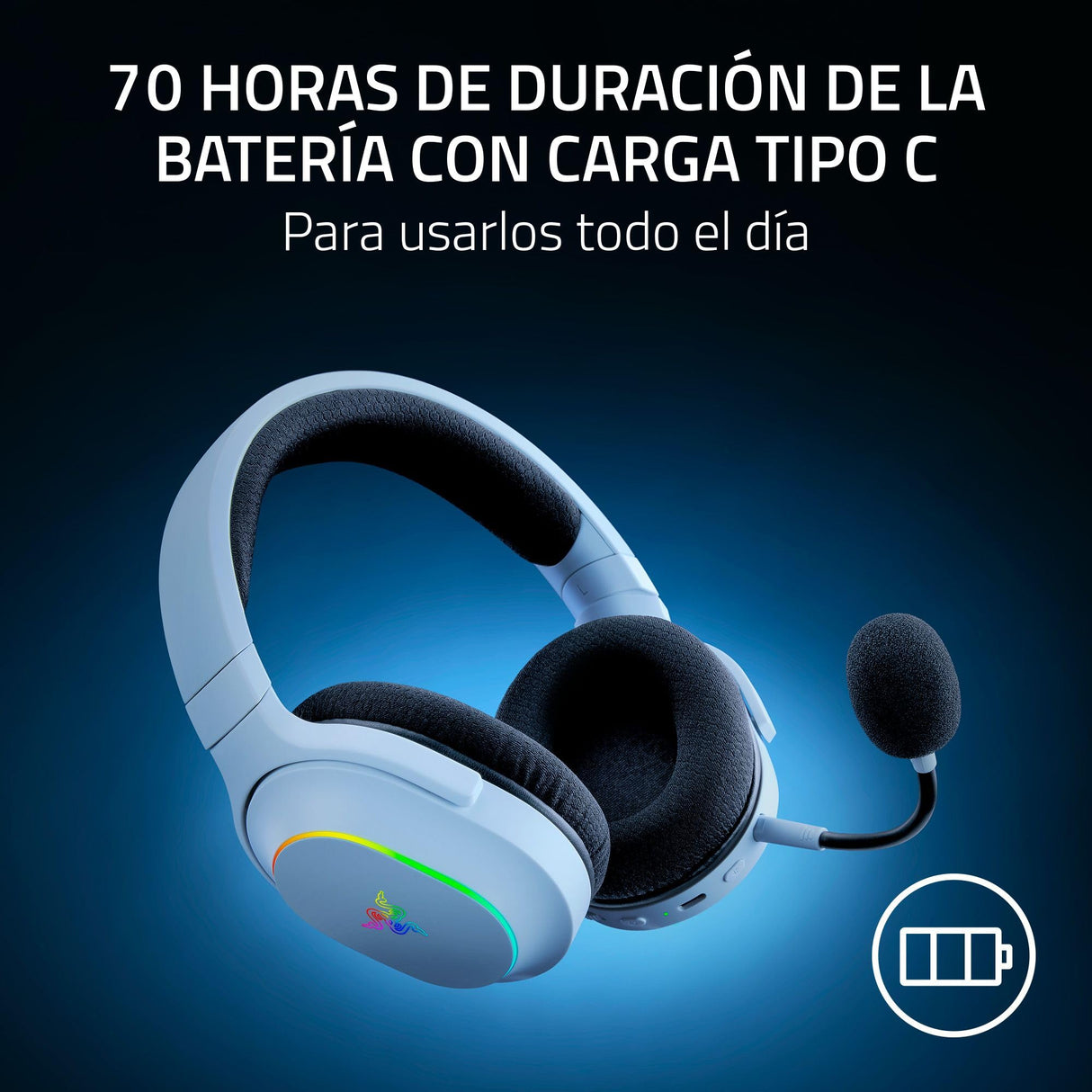 Razer Barracuda X Chroma - Auriculares inalámbricos para Juegos multiplataforma con 6 Zonas Chroma RGB (SmartSwitch Hyperspeed y Bluetooth, Altavoces de 40mm, micrófono Desmontable) Blanco