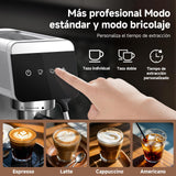 AMZCHEF Cafetera Espresso de 20 Bares con Pantalla LED Cafetera Todo en Uno con Depósito Extraíble de 1,2 Litros para Regalos del Hogar Cafetera Latte Compacta de Acero Inoxidable, 1350W