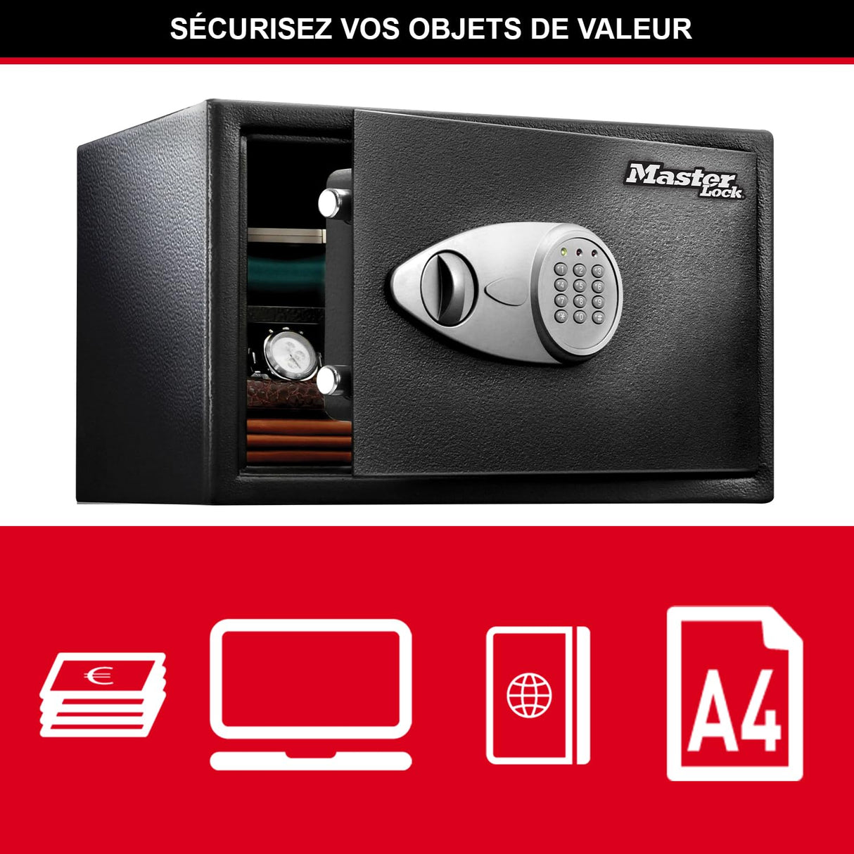 MASTER LOCK Caja Fuerte de Seguridad [Combinación Digital] [Xlarge 33L] - X125ML - Para Montaje en Pared o Suelo