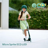 Micro® | Micro Sprite LED Scooter 2 Ruedas Niños | Patinete y Puños Plegables | Ruedas con iluminación LED | Ligero y Regulable en Altura | +5 Años | Niños y Niñas