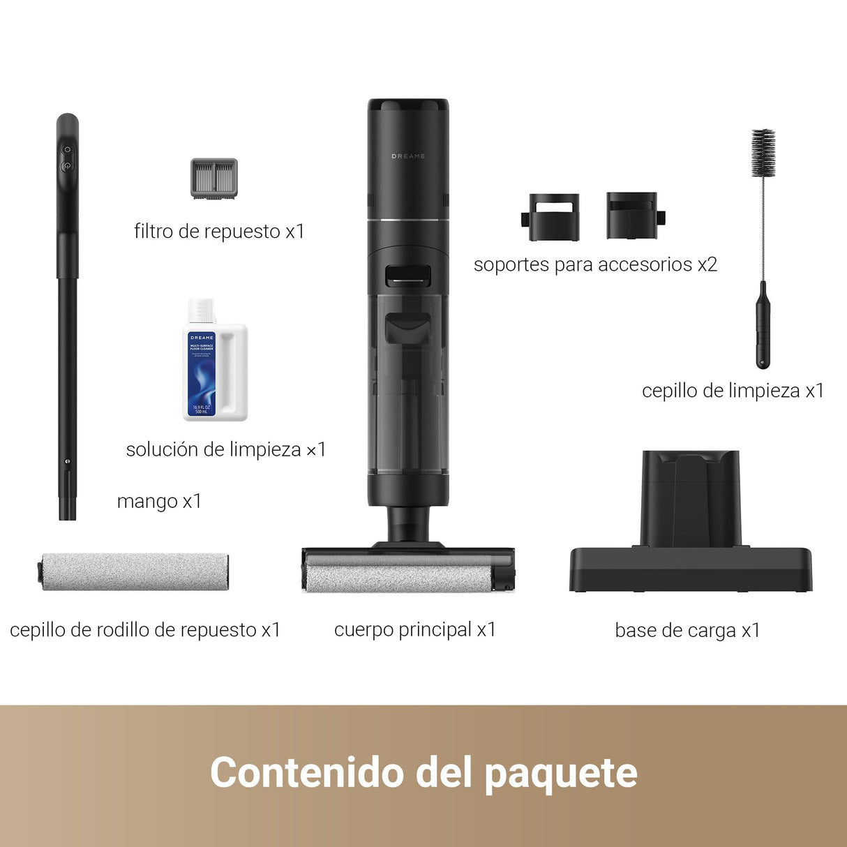 dreame H12S Aspiradora en Seco y Húmedo, 16000Pa Potencia Aspiradora Escoba Sin Cable, Múltiples Modos de Limpieza, Secado con Aire Caliente, Detección Inteligente de Suciedad, Negro
