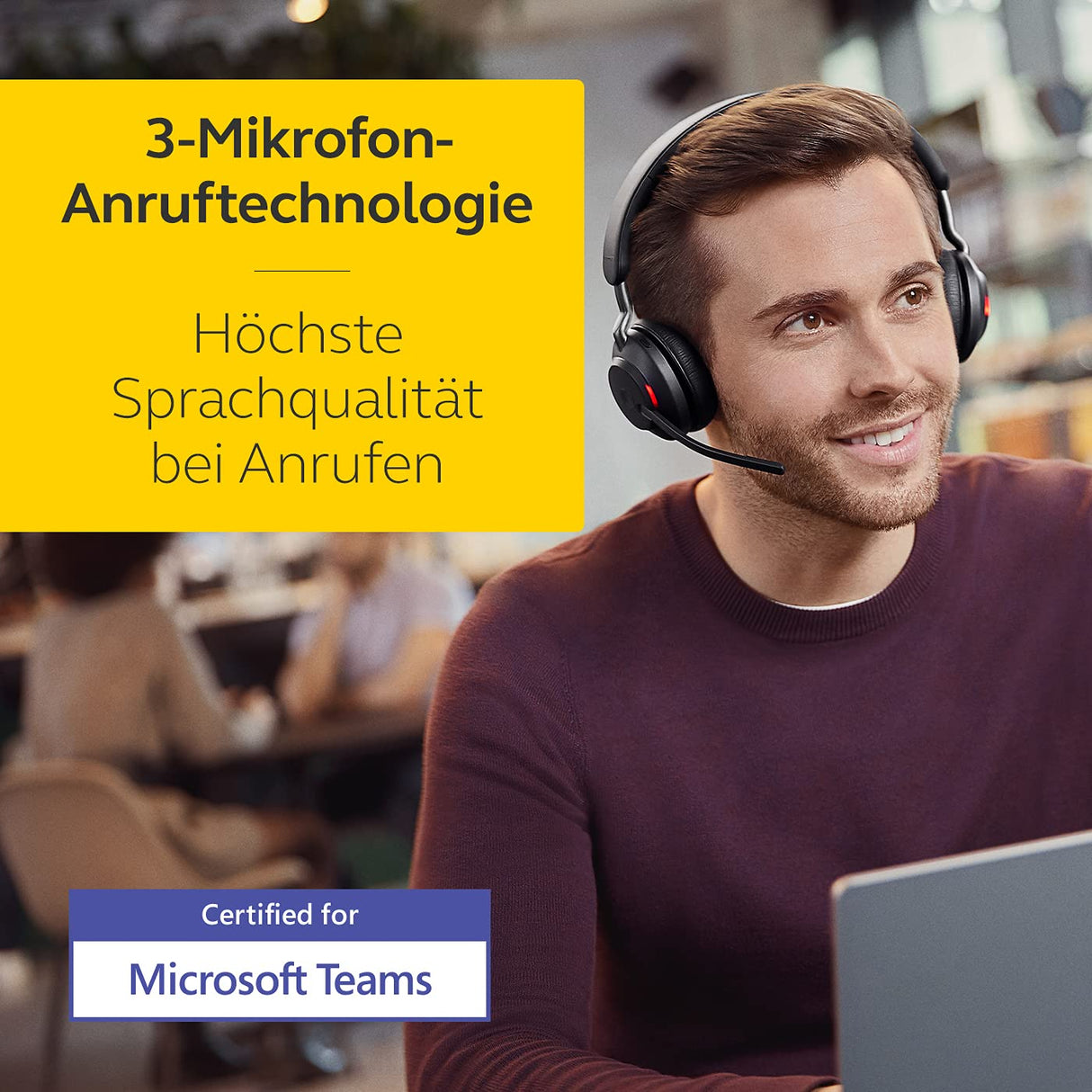 Jabra Evolve2 65 Auriculares Inalámbricos Estéreo PC con Cancelación de Ruido - Certificados para Microsoft Teams - Batería de Larga Duración - Adaptador Bluetooth USB-C - Negro