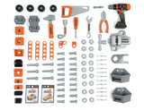 Smoby- Black & Decker Bricolo Center, Taller Banco de Trabajo de Juguete, 92 Accesorios, Taladro mecánico, Función de Clavo Sube-Baja (7600360727)
