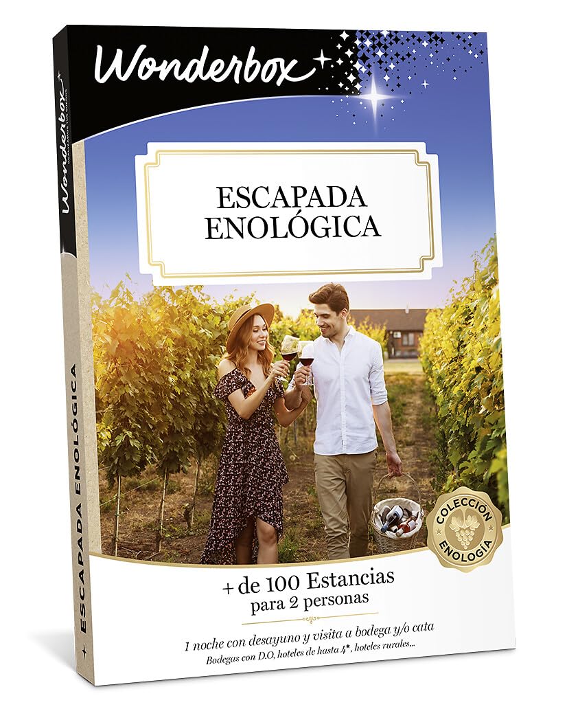 WONDERBOX - Caja Regalo - Escapada enológica - 1 Noche con Desayuno y Visita a Bodega con cata - Ideas Regalo Hombre Mujer Pareja Original