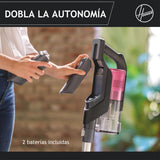 Hoover HF9 Home HF920H, Aspiradora Escoba sin Cable, sin Bolsa, 3 en 1, Escoba, de Mano y Vertical, Cepillo Antienredos, Autonomía 60 min, Color Gris/Rosa