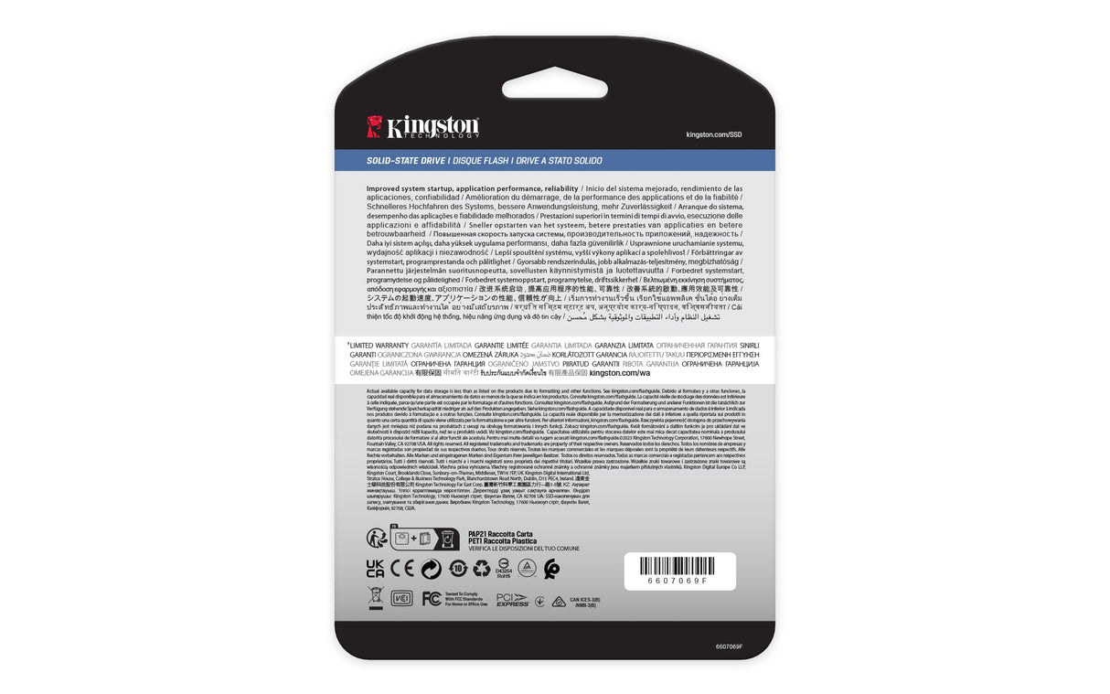 Kingston Data Center DC2000B PCIe 4.0 NVMe M.2 2280 480GB Enterprise SSD (Disipador térmico) - SEDC2000BM8/480G