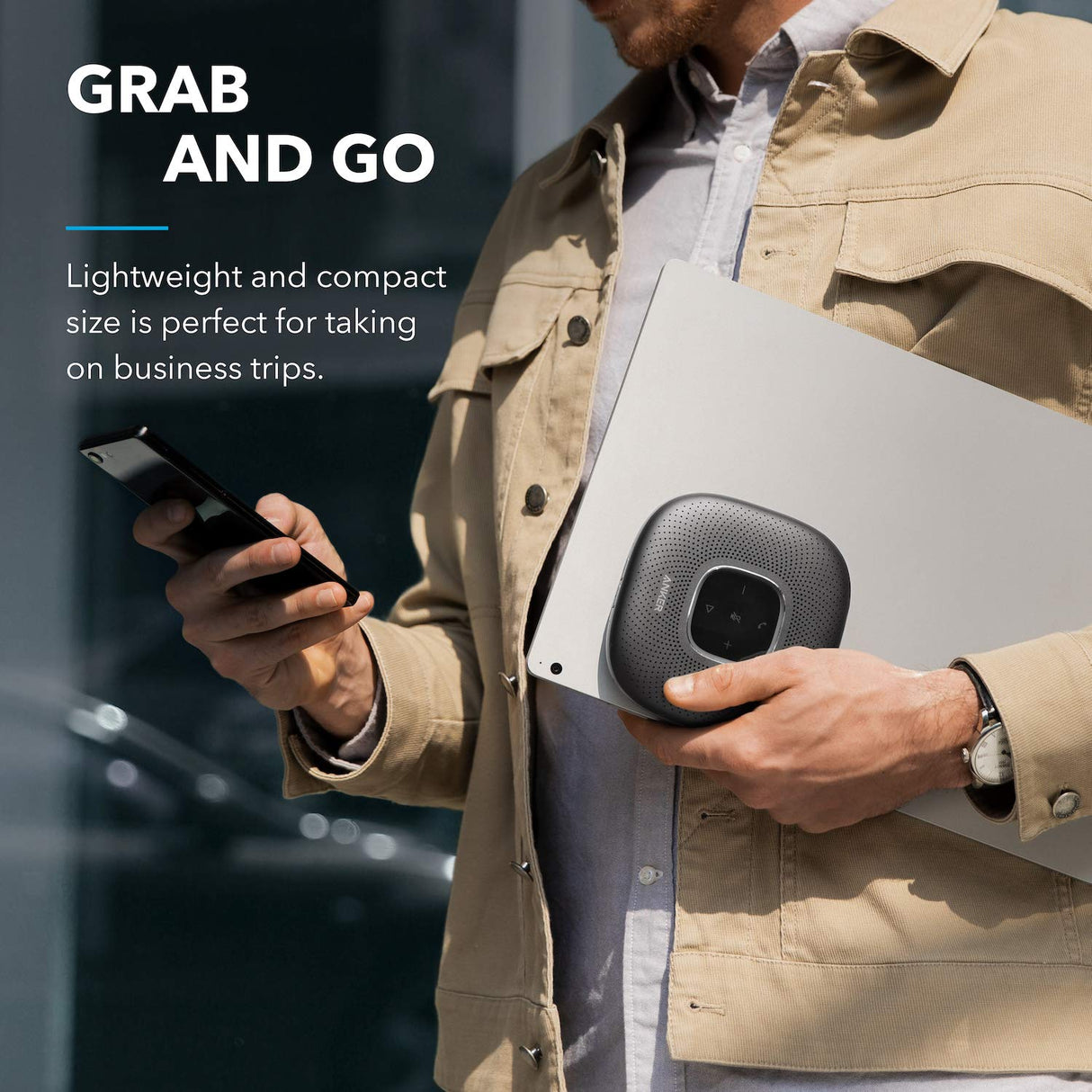 Anker PowerConf Altavoz Bluetooth para Conferencias con 6 Micrófonos Integrados, Captación y Grabación de Voz Mejorada, 24 Horas de Autonomía, USB-C, Certificado por Zoom, para Oficina en Casa