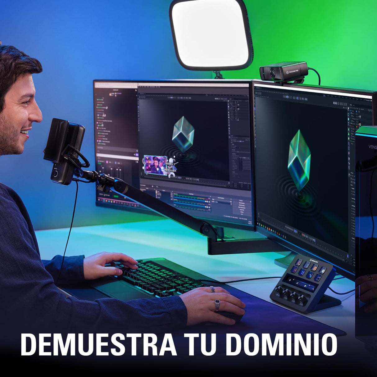 Elgato Stream Deck +, mezclador de audio, controlador de directo y estudio para creación de contenido, streaming, juegos, con banda táctil, diales y teclas LCD personalizables, funciona con Mac y PC