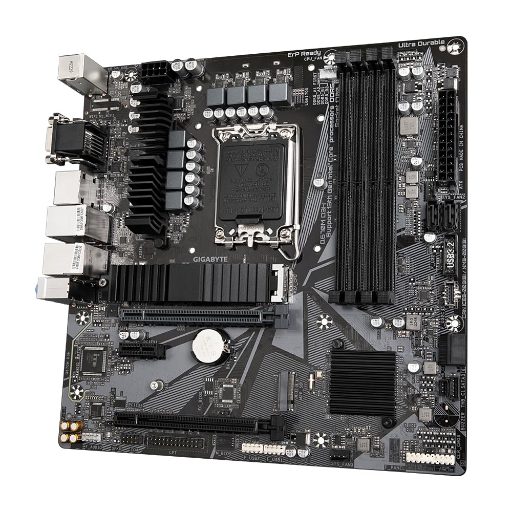 GIGABYTE Q670M D3H Placa Base - Compatible con procesadores Intel Core 14th CPUs, 6+1+1 Phases Hybrid Digital VRM, up to 5600MHz DDR5 (OC), 2xPCIe 4.0 M.2, 2.5GbE LAN, USB 3.2 Gen 2