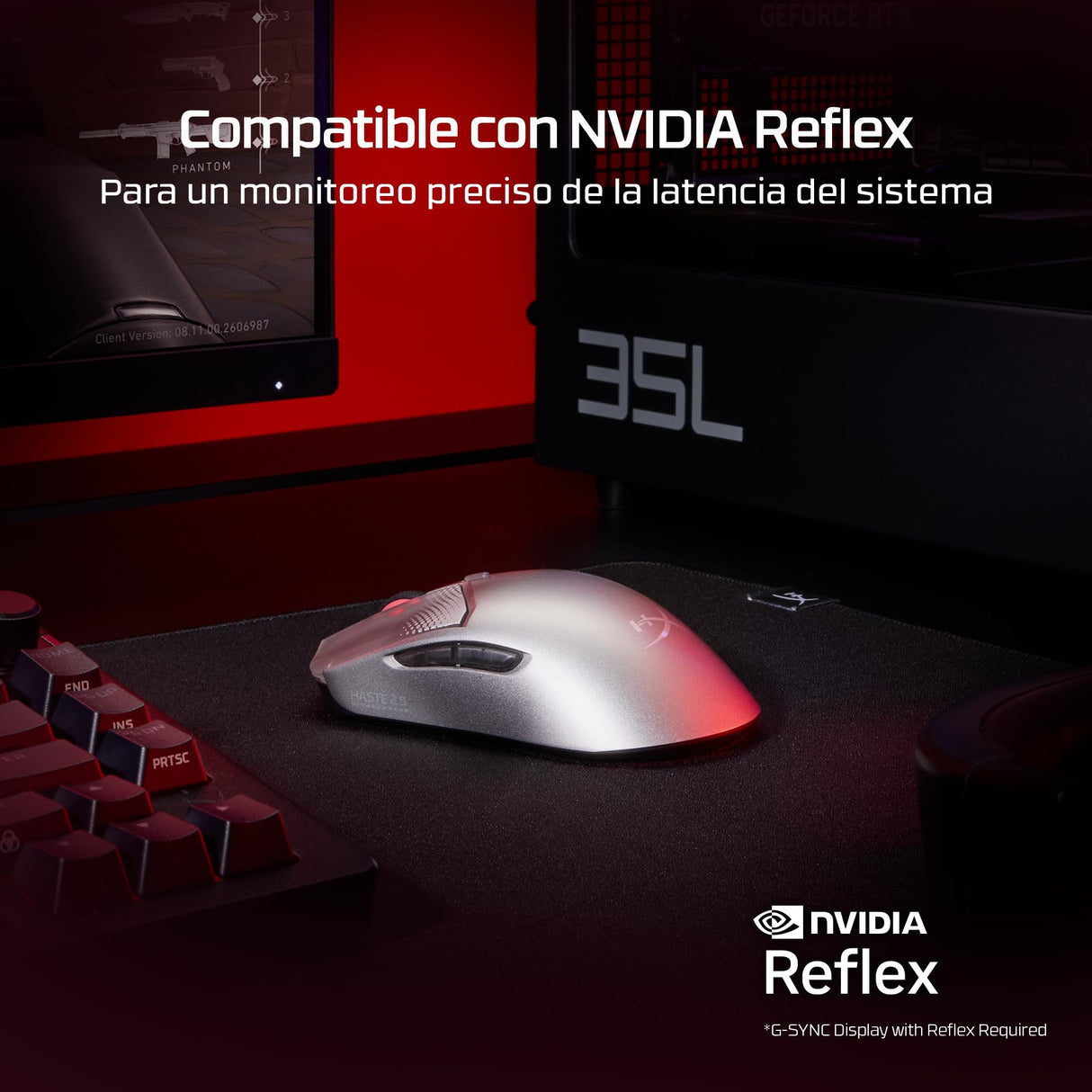 HyperX Pulsefire Haste 2 S - Ratón Gaming inalámbrico, Carcasa de magnesio, Ultra-Ligero 64g, batería 120h, Glass Skates, Sensor 26K, Color Azul
