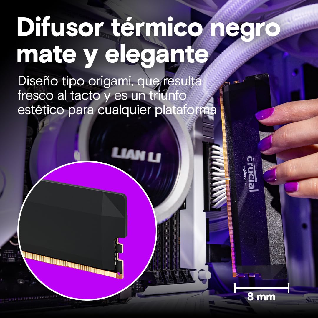 Crucial Pro RAM DDR5 32GB (2x16GB) 6000MHz CL36, Memoria Overclocking Gaming, Intel XMP 3.0 / AMD Expo, (PC) Memoria RAM DDR5 32GB, Negro - CP2K16G60C36U5B