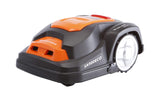 Yard Force Robot cortacésped SA900ECO, apto para céspedes de hasta 900 m2, función de corte de bordes, sensor de lluvia y motor sin escobillas, 28 V, negro/naranja