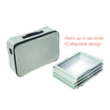 Deflecto - Expositor plegable (aluminio, con maleta de transporte, 6 niveles, A4)